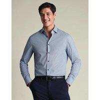 Charles Tyrwhitt Slim Fit Non Iron Pure Cotton Textured Shirt Indigo