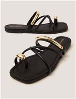 Ankle Strap Flat Toe Loop Sandals
