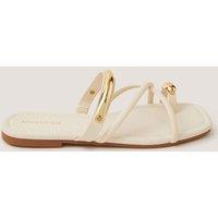 Monsoon Ankle Strap Flat Toe Loop Sandals Neutral