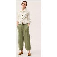 Monsoon Cotton Rich Barrel Leg Cropped Trousers Khaki