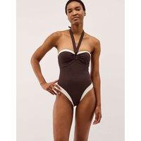 Monsoon Halterneck Swimsuit Brown