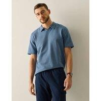 Regatta Delray Cotton Rich Waffle Polo Shirt Light Blue