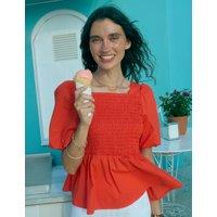 Regatta Diani Pure Cotton Shirred Peplum Top Red