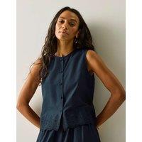 Regatta Preveli Pure Cotton Broderie Tie Back Blouse Navy