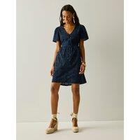 Regatta Tarida Pure Cotton Broderie Tea Dress Navy