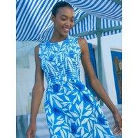 Regatta Poloma Leaf Print Midi Shirred Dress Blue Mix