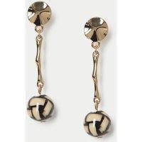 M&S Sphere Ceramic Stick Drop Earrings Gold Mix