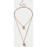 M&S Gold Tone Crystal Multirow Necklace Gold