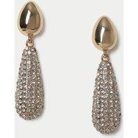 M&S Rhinestone Tear Drop Earrings Gold Mix