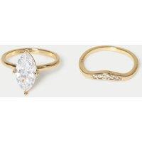M&S 14ct Gold Plated 2 Pack Pear Rings Gold