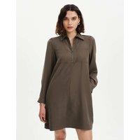 Finery London Collared Zip Up Mini Shirt Dress Khaki
