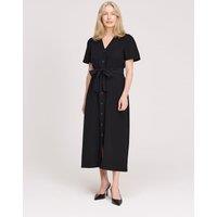 Finery London V-Neck Button Through Midi Shirt Dress Black