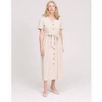 Finery London V-Neck Button Through Midi Shirt Dress Stone