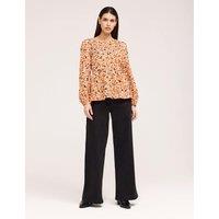 Finery London Cotton Rich Printed Button Detail Top Orange Mix