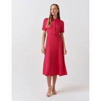 Ghost Collared Belted Midi Shirt Dress Bright Pink