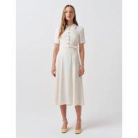 Ghost Collared Belted Midi Shirt Dress Ivory