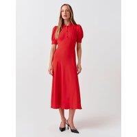 Ghost Collared Button Front Midi Tea Dress Red
