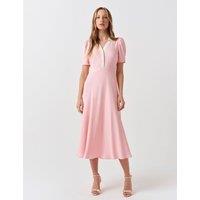 Ghost Contrast Collar Midi Shirt Dress Pink