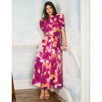 RO&ZO Lyocell Rich Floral Midaxi Waisted Dress Pink Mix