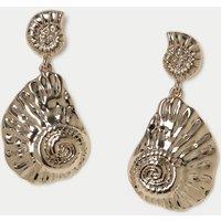 M&S Double Shell Drop Earrings Gold
