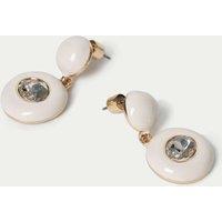 M&S Circle Drop Glass Inlay Earrings Cream