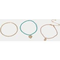 M&S 3 Pack Beaded Charm Anklet Multi