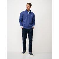 Crew Clothing Cotton Rich Pique Half Zip Sweatshirt Blue