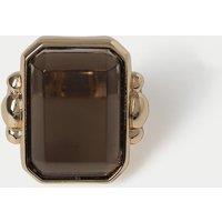 M&S Grey Oversized Natural Stone Ring Gold
