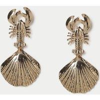 M&S Lobster Shell Drop Earrings Gold