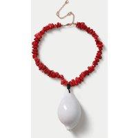 M&S Ceramic Shell Chipping Necklace Red Mix