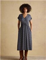 Printed V-Neck Midi Skater Dress