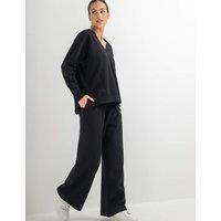 Pour Moi Cotton Rich Drawstring Wide Leg Joggers Black