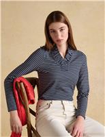 Jersey Striped Frill V-Neck Top