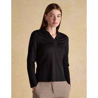 Joules Jersey Frill V-Neck Top Black