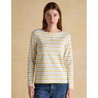 Joules Pure Cotton Striped Slash Neck Top Yellow Mix