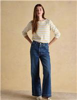 Pure Cotton Striped Slash Neck Top