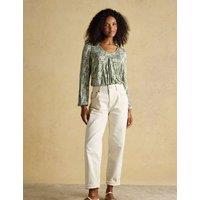 Joules Floral V-Neck Top Khaki Mix