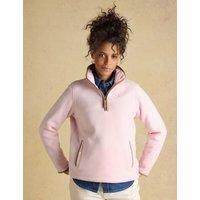 Joules Textured Quarter Zip Fleece Sweatshirt Light Pink