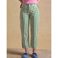 Joules Striped High Waisted Tapered Cropped Jeans Green Mix