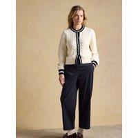 Joules Cotton Rich Wide Leg Cropped Chinos Navy