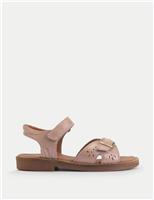 Start-Rite Kids' Leather Pearlised Riptape Sandals (7 Small-13 Small) Taupe