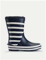 Kids Striped Fleece Lined Waterproof Wellies (9 Small-2 Large)