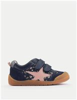 Kids Leather Riptape Floral Star Trainers (4 Small-10 Small)