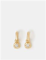 Gold Plated Sparkle Charm Hoop Earrings