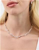 Silver Tone T-Bar Link Chain Necklace