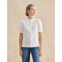 HOBBS Pure Cotton Cutwork Detail Blouse White