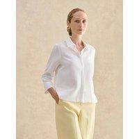 HOBBS Pure Linen Collared Blouse White