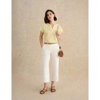 HOBBS Cotton Blend Broderie Notch Neck Top Yellow