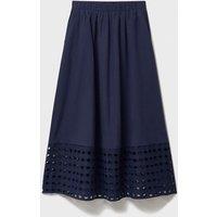 Crew Clothing Pure Cotton Midi A-Line Skirt Navy
