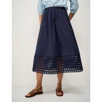 Crew Clothing Pure Cotton Midi A-Line Skirt Navy